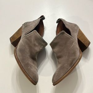 JEFFREY CAMPBELL Rosee Bootie Taupe Suede Split Almond Square Toe Heel Boot 11